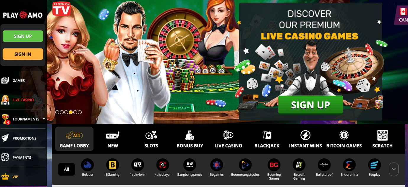 playamo casino screen